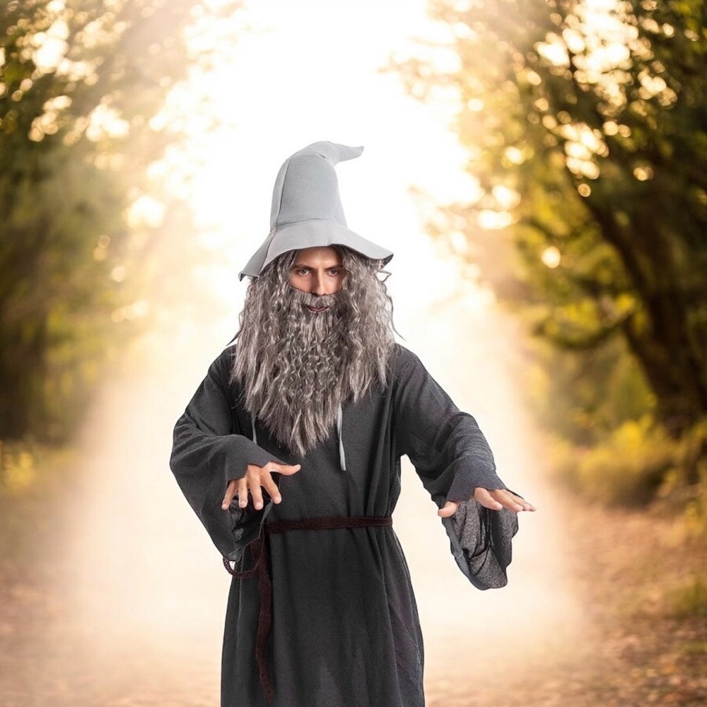 Spooktacular Creations Halloween Grey Wizard Wig & Beard for Men Adults Cosplay - Picture 15 of 16